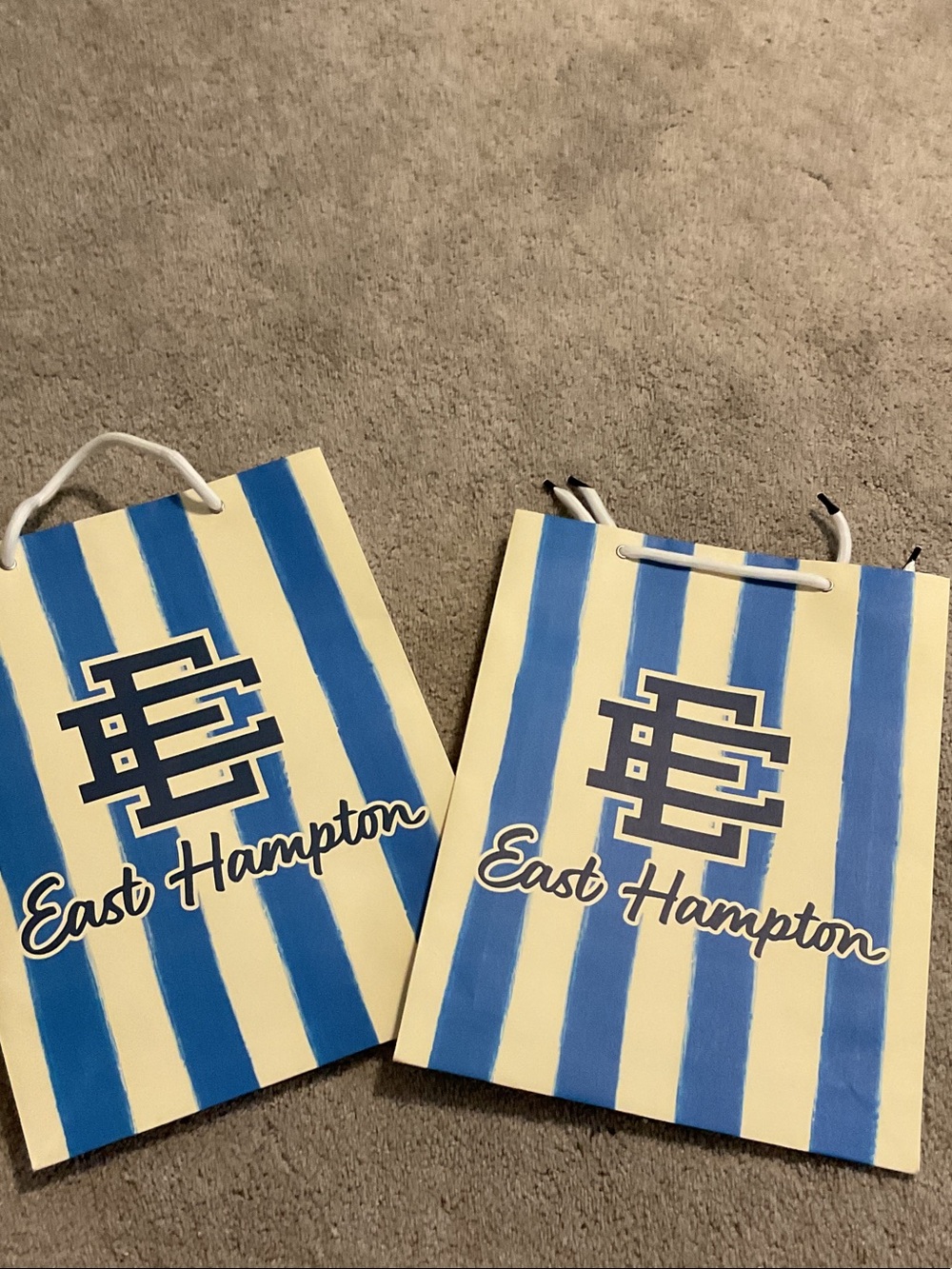 Eric Emanuel Blue & White Striped Gift Bags - Set of 2 new